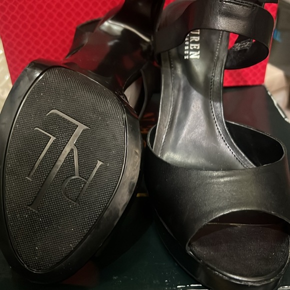 Lauren Ralph Lauren Saydee Leather Platform Heels Burnished Vachetta black - Picture 7 of 7